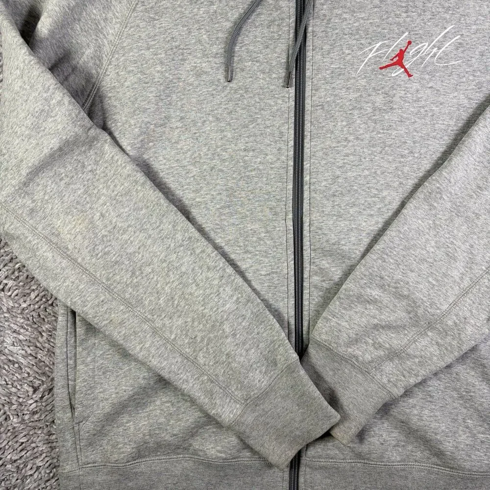 Jordan Flight Full Zip Hoodie Mens XL Gray Activewear Training Gym Winter Jump